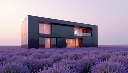  Sleek Monolithic Cube in Lavender Field