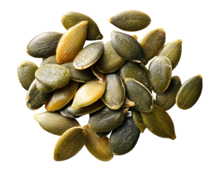Roasted pumpkin seeds, top view