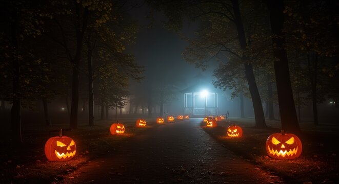 Spooky Halloween Park Path