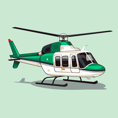 Detailed vector illustration of a utility helicopter  painted in bright green and white colors