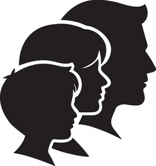 Family Silhouette Icon Father Mother Child Vector Illustration Generational Unity Symbol Parenthood Concept Family Love Relationship Togetherness Family Bond Design