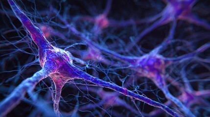 Abstract Purple and Blue Neuron Cell Illustration
