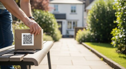 Resident Sets QR Parcel Aside Outdoors While Choosing to Verify