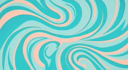 Dynamic Teal and Peach Fluid Swirl Abstract Background