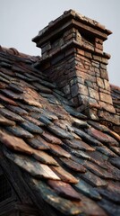 Old Stone and Slate Roof with Chimney - Historic Architecture