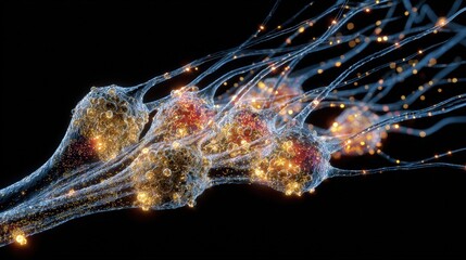 Microscopic View of Neurons Firing: Intricate Brain Cell Network
