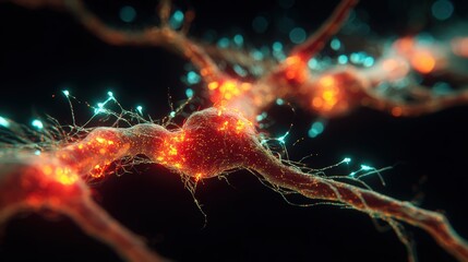 Neural Network Concept: Neurons Transmitting Signals with Glowing Connections.