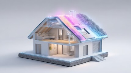Innovative Home Design: Cutaway 3D Model with Energy Efficient Features