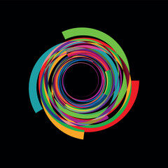 Colorful abstract swirl forming a spiral vortex shape
