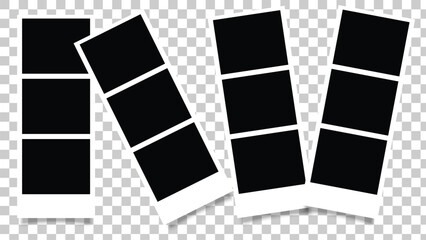 Blank photo booth strip template. Clipart image. isolated on white and black background.