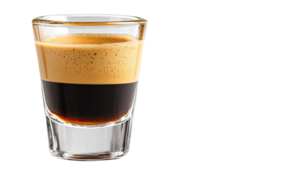 Small glass shot of espresso, light crema top