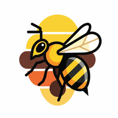 Cartoon bee illustration with yellow and black stripes and wings 1.
