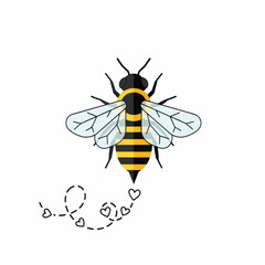 Cute Bee with Heart Trail Illustration.