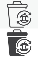 Compost bin line outline solid different style icon set pack