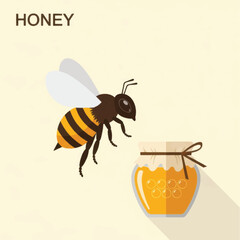 Honeybee and Honey Jar.