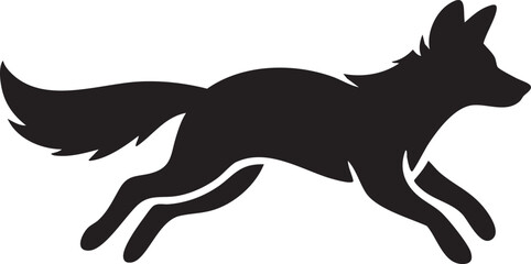 Obraz premium Silhouette vector illustration of a running wild wolf and fox