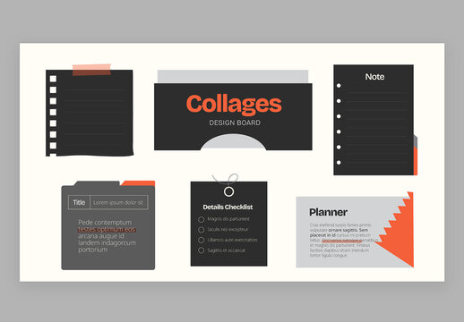 Collage Infographic Template with Sticky Notes in Modern Corporate Style for Business Presentations