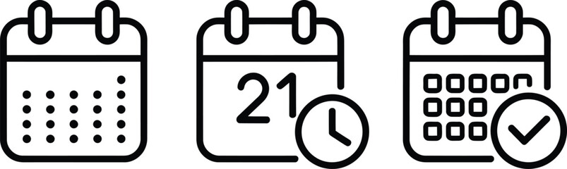 Set of Calendar Icons for Planning Events and Scheduling Dates