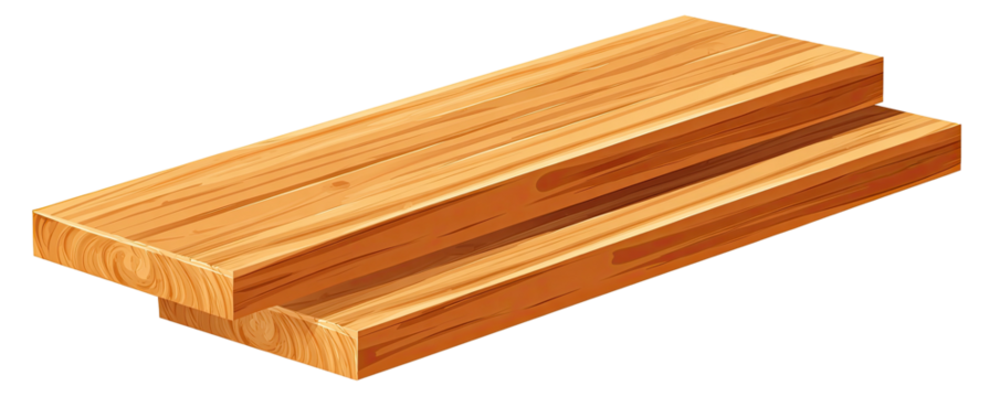 Two stacked light brown wooden planks