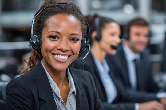 Call Center Supervisor. African American Businesswoman Leading Her Team in Call Center Environment