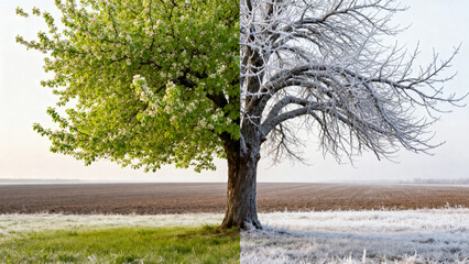 Tree in spring and winter