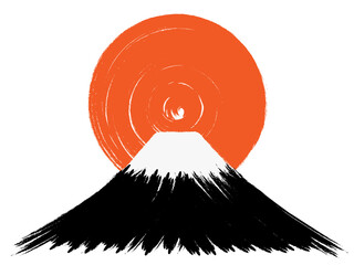 筆描き富士山と初日の出