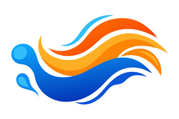 Naklejka premium Blue and Orange Watercolor Energy Flow Abstract Art