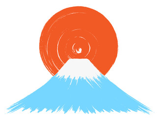 筆描き富士山と初日の出