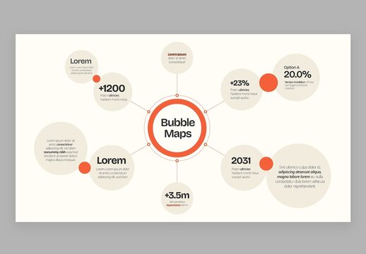 Bubble Map & Mind Map Infographic Template in Modern Corporate Style for Business Presentations & Data Visualisation