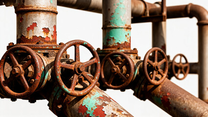 Rusted industrial pipes and valves