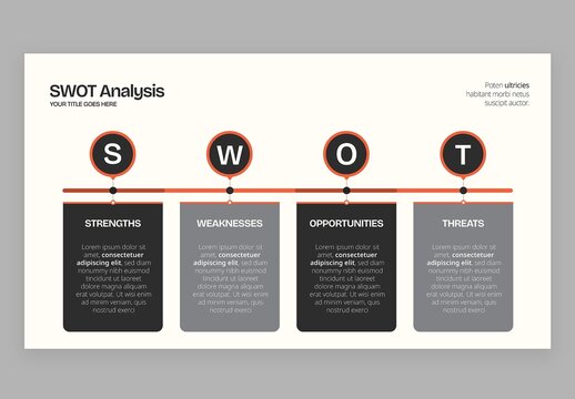 SWOT Analysis Infographic in Modern Corporate Style for Business Presentations & Strength, Weaknesses, Opportunity & Threat Visualisation