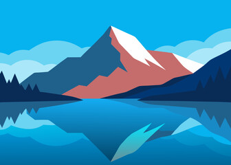 serene mountain lake reflection landscape background