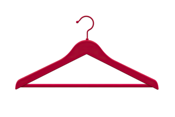 Red wooden hanger on transparent background