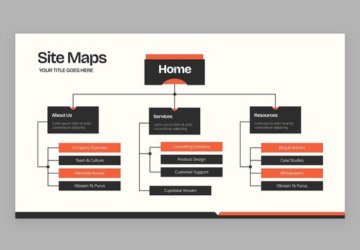 Site Map Infographic Template in Modern Corporate Style for Business Presentations & Data Visualisation