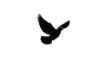 Silhouette of a black dove in flight spread wings capturing the essence of freedom peace and spirit soaring
