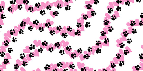 Abstract paw toe and heart pattern background for fabric print vector abstract