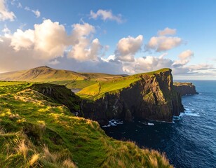 Scenic Landscape of Cliffs and Ocean Under a Cloudy Sky in Daylight