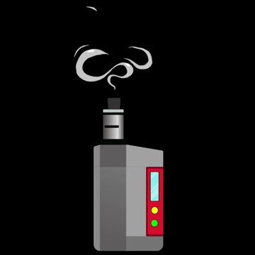 Animation of a vape or electronic cigarette emitting smoke, isolated in black