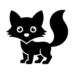Obraz premium Cute standing cartoon fox design icon Silhouette vector style with white background