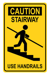 Use Handrail sign, Warning sign for separate use of handrails. Flat vector illustration design isolated on white background.