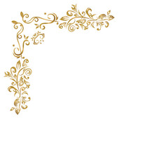 Golden decorative floral luxury ornamental frame art