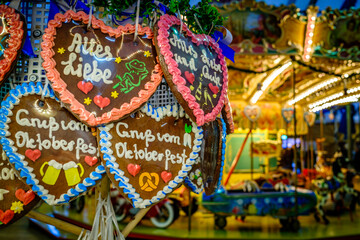 typical ginger bread heart at a kiosk
