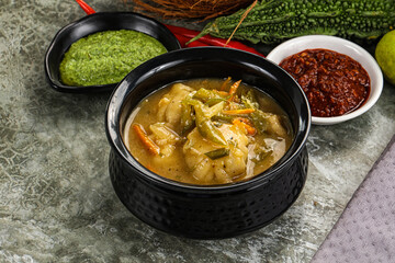 Chinese wonton soup with dumplings