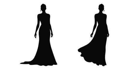 Elegant evening gowns silhouettes elegant fashion design female figures silhouette fashionable apparel elegant style