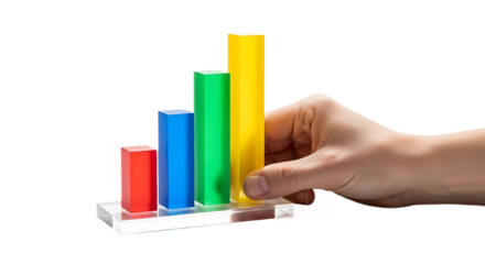 Hand Adjusting a Vibrant Bar Chart Representing Business Growth