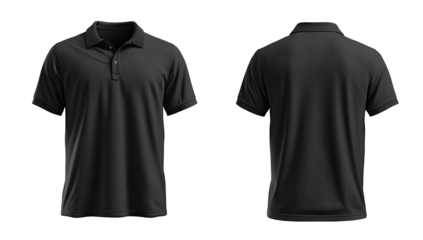 Dark polo shirt, front and back views