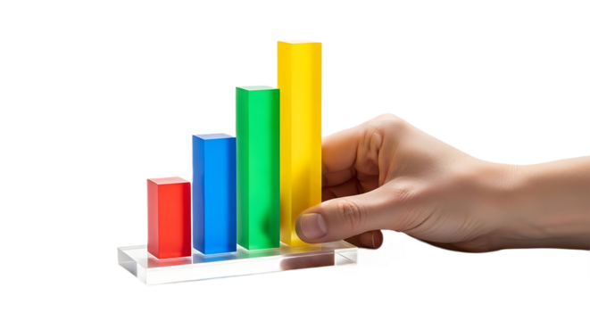 Hand Adjusting a Vibrant Bar Chart Representing Business Growth