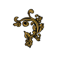 Vintage gold floral ornate decorative corner motif vector