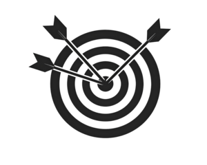  Vector icon goal. Arrows that successfully hit a target. couler  