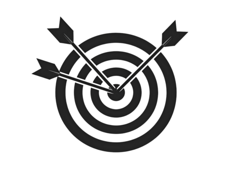  Vector icon goal. Arrows that successfully hit a target. couler  